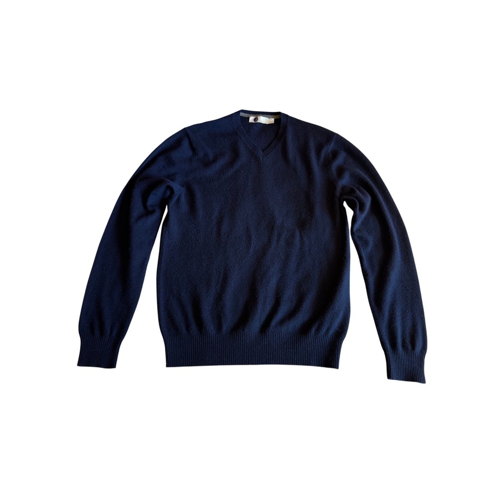 Boden Mens 100% Cashmere V-Neck Sweater Navy Blue Medium